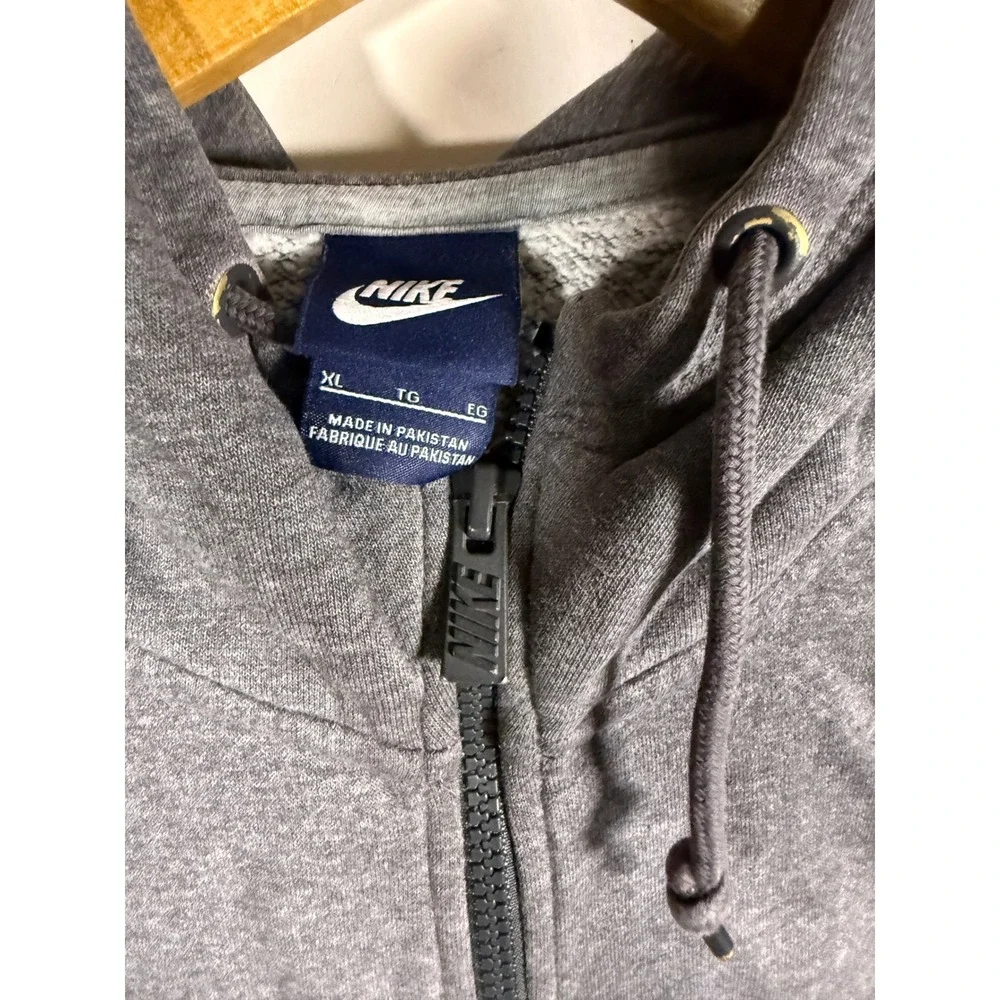 Nike Mens Full Zip Hoodie‎ Gray Fleece Embroidered Swoosh XL Charcoal Heather